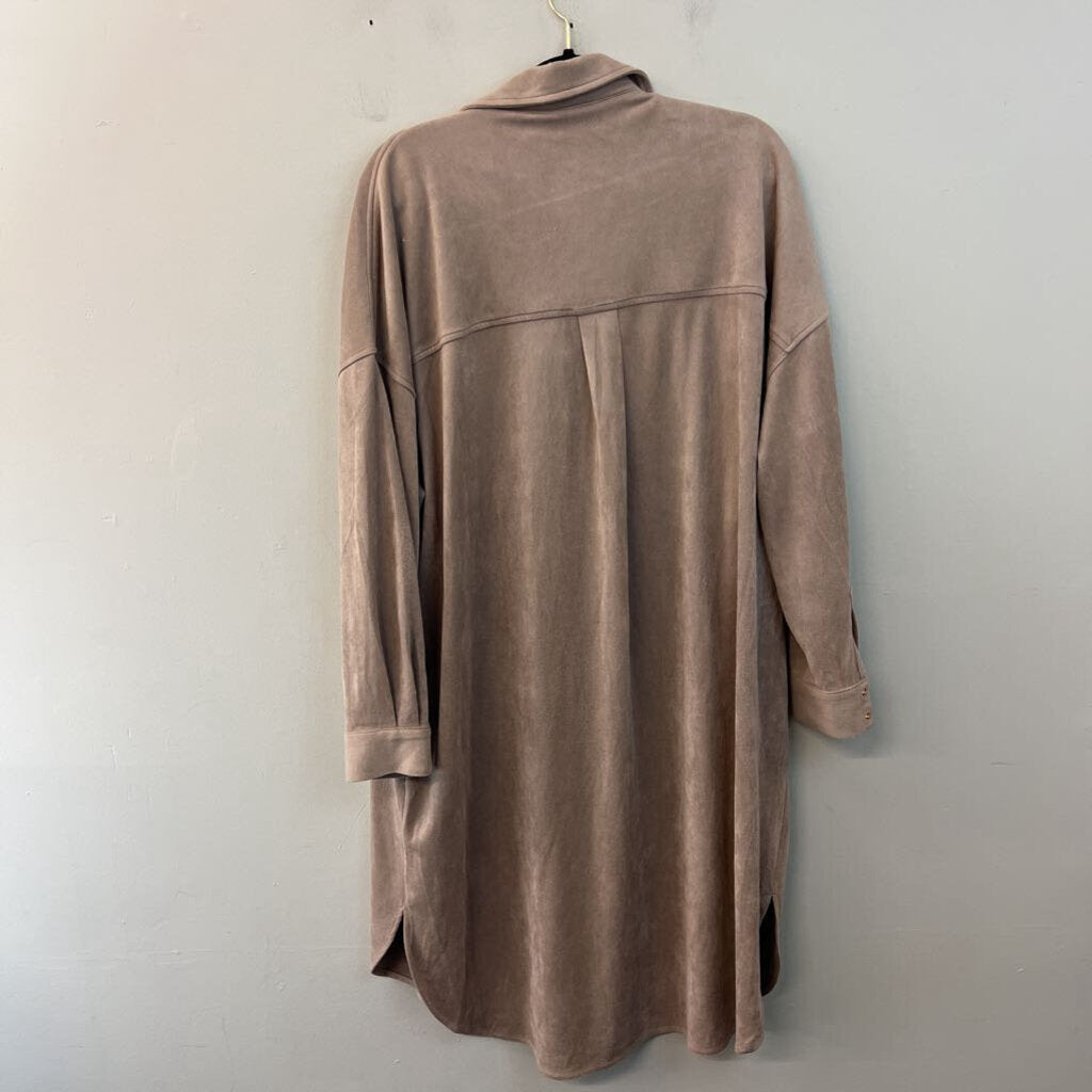 Summum Brown Suede Long Sleeve Button Down Dress 36