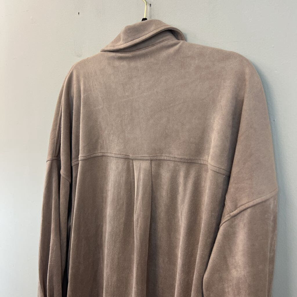Summum Brown Suede Long Sleeve Button Down Dress 36