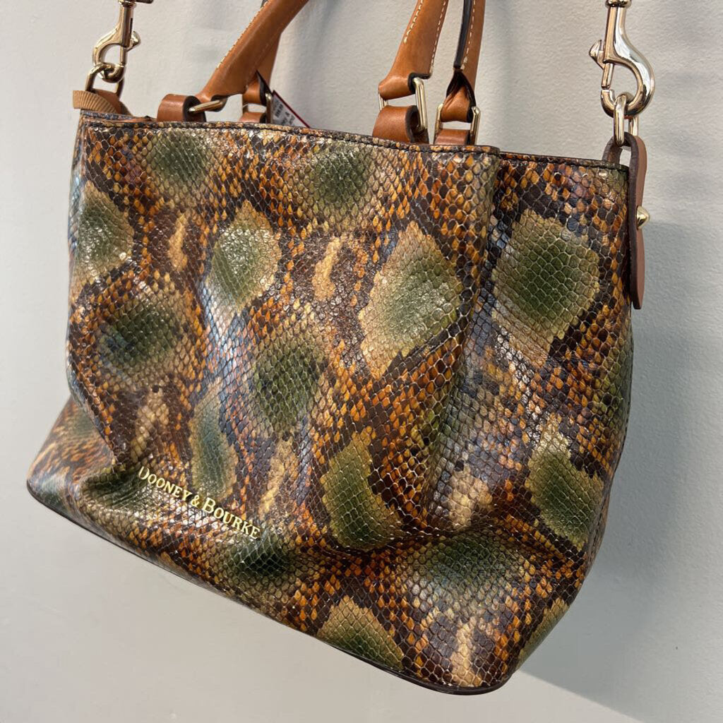 Dooney and Bourke Brown/ Green Python Barlow Purse