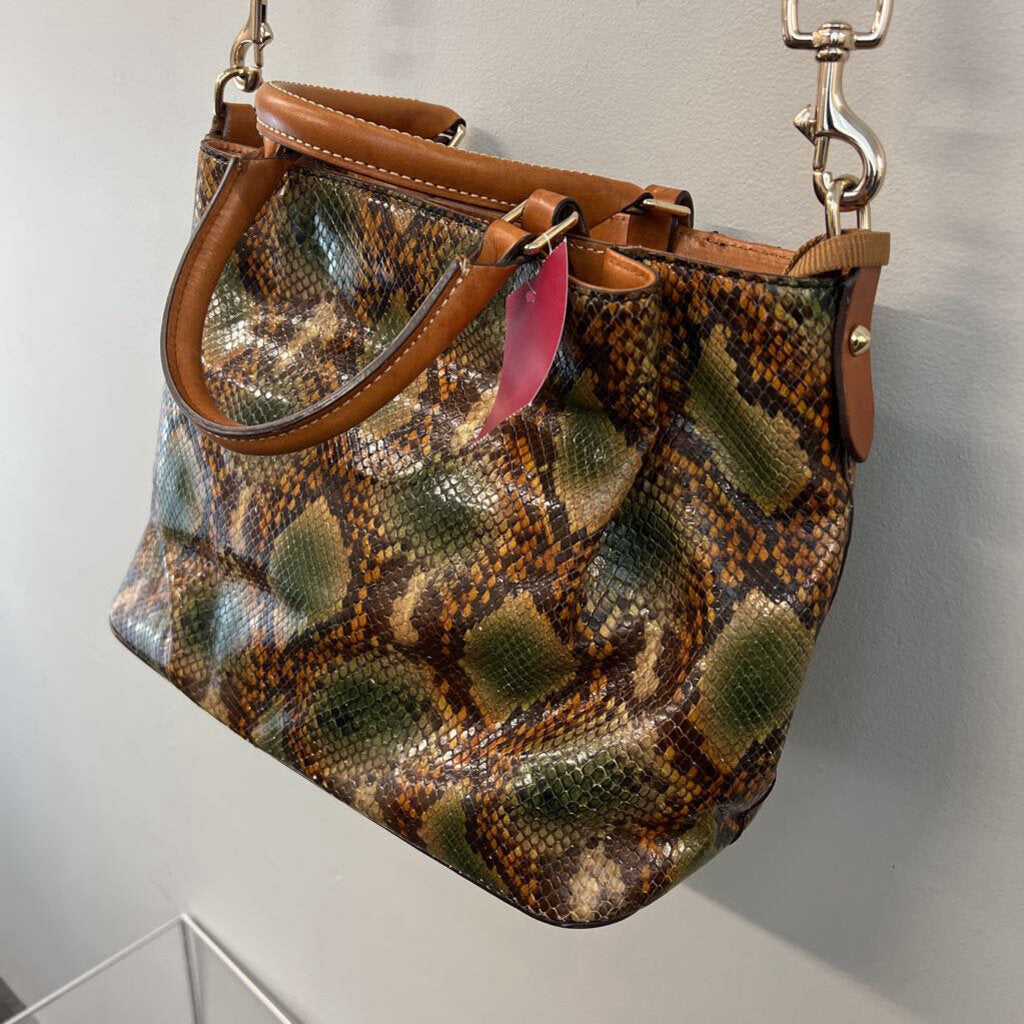 Dooney and Bourke Brown/ Green Python Barlow Purse