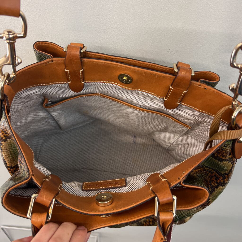 Dooney and Bourke Brown/ Green Python Barlow Purse