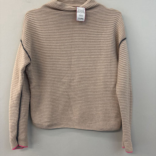Lisa Todd Beige Ribbed Mock Neck Sweater Large