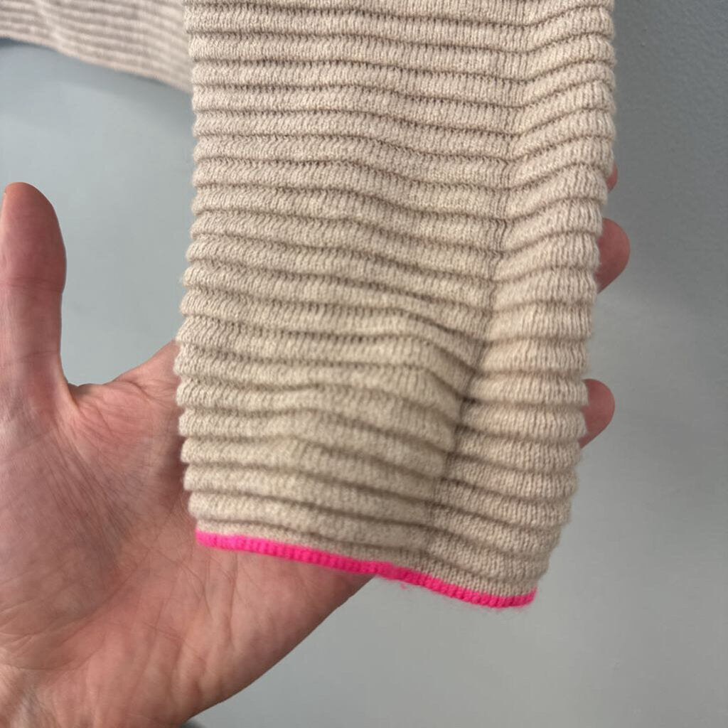 Lisa Todd Beige Ribbed Mock Neck Sweater Large