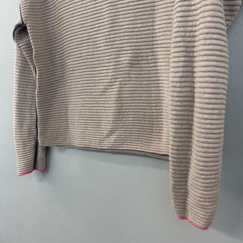 Lisa Todd Beige Ribbed Mock Neck Sweater Large