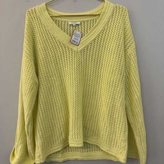 Z Supply Lime Green Open Knit Long Sleeve Sweater Top Small