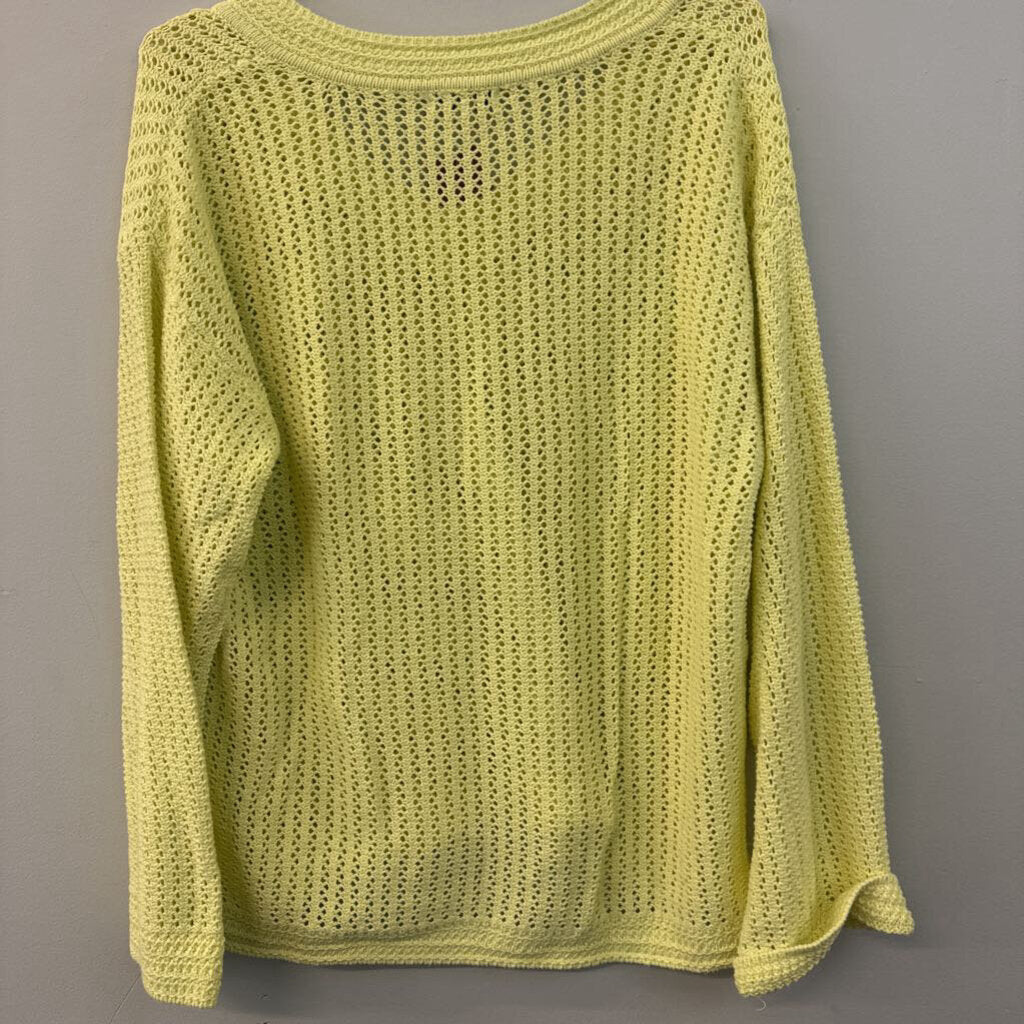 Z Supply Lime Green Open Knit Long Sleeve Sweater Top Small