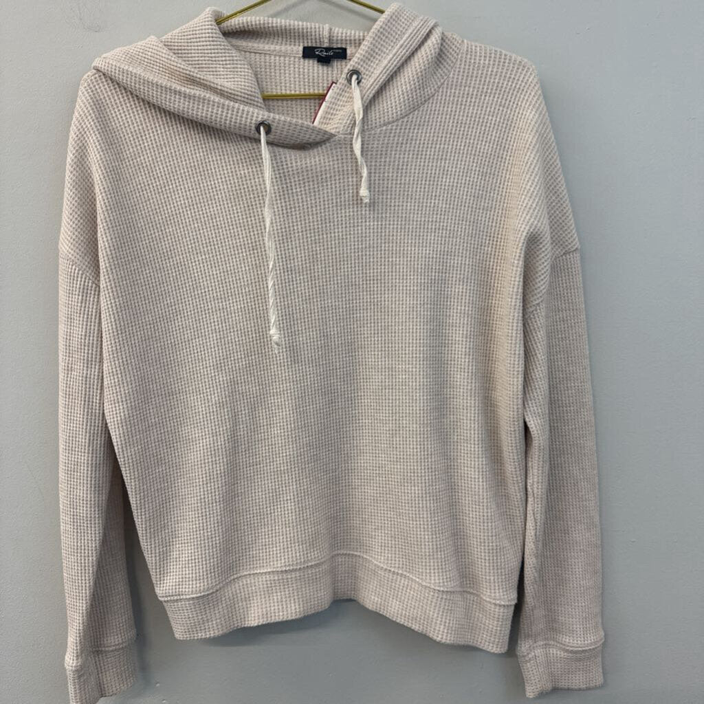 Rails Biege Waffle Knit Long Sleeve Hooded Top Medium