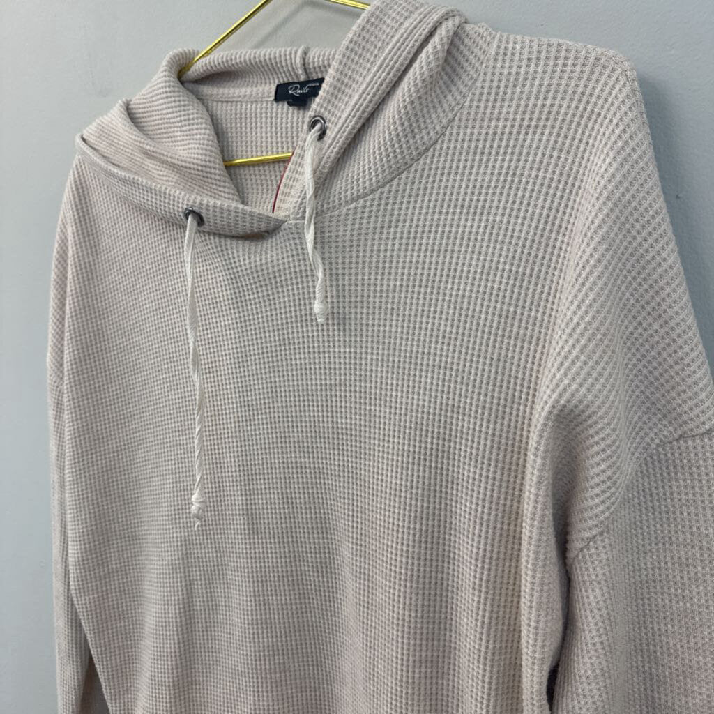 Rails Biege Waffle Knit Long Sleeve Hooded Top Medium