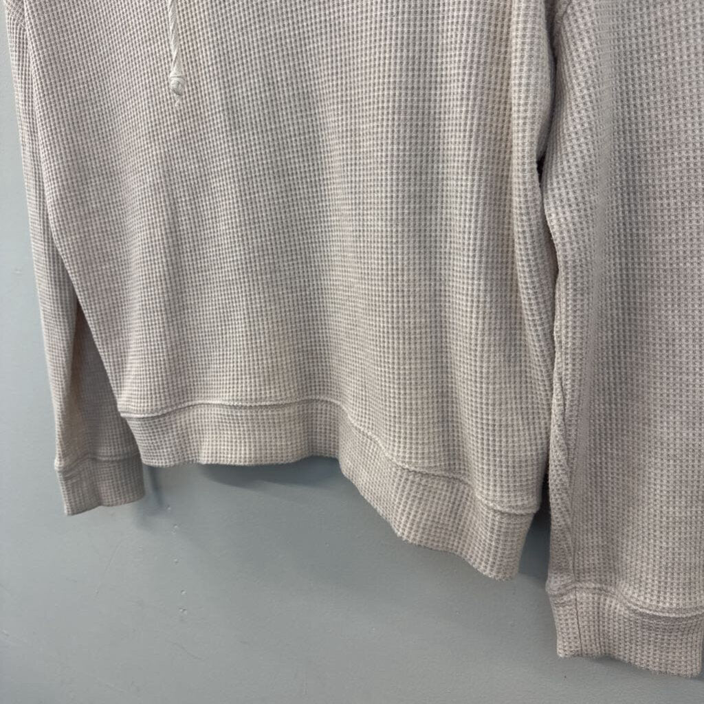 Rails Biege Waffle Knit Long Sleeve Hooded Top Medium