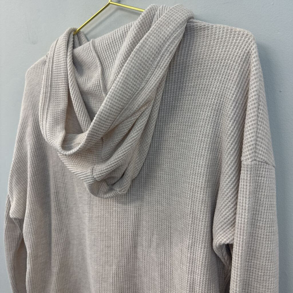 Rails Biege Waffle Knit Long Sleeve Hooded Top Medium