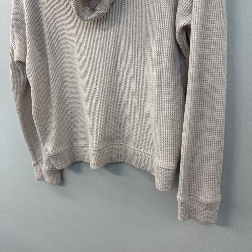 Rails Biege Waffle Knit Long Sleeve Hooded Top Medium