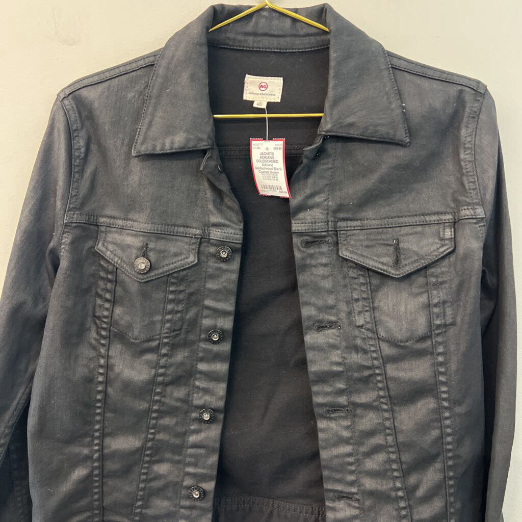 Adriano Goldschmied Black Coated Denim Jacket Medium