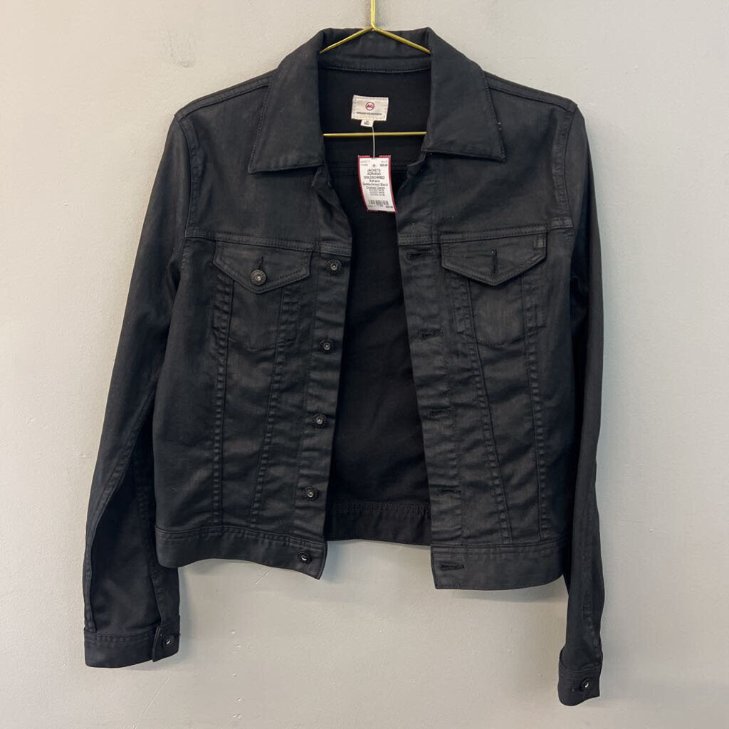 Adriano Goldschmied Black Coated Denim Jacket Medium
