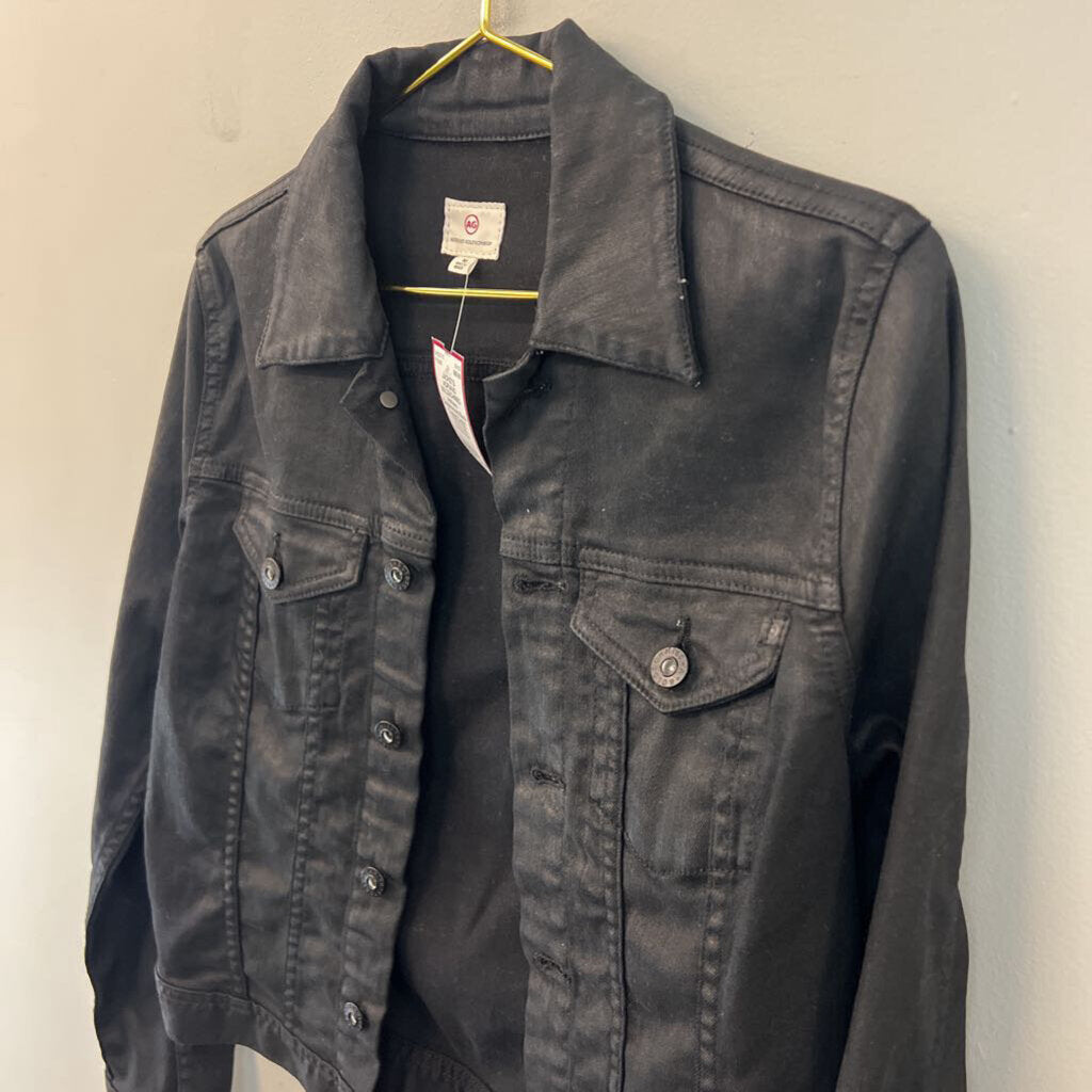 Adriano Goldschmied Black Coated Denim Jacket Medium