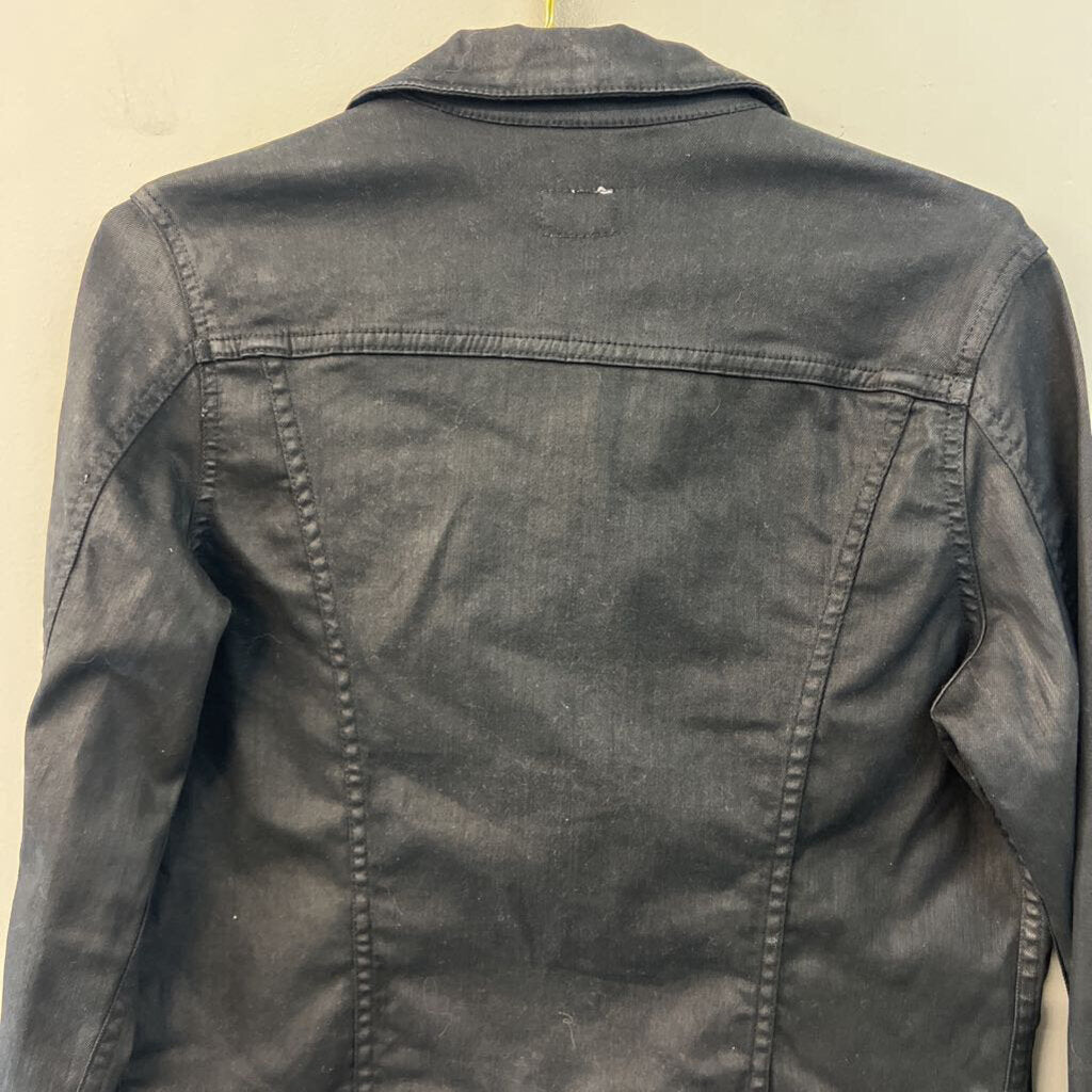 Adriano Goldschmied Black Coated Denim Jacket Medium