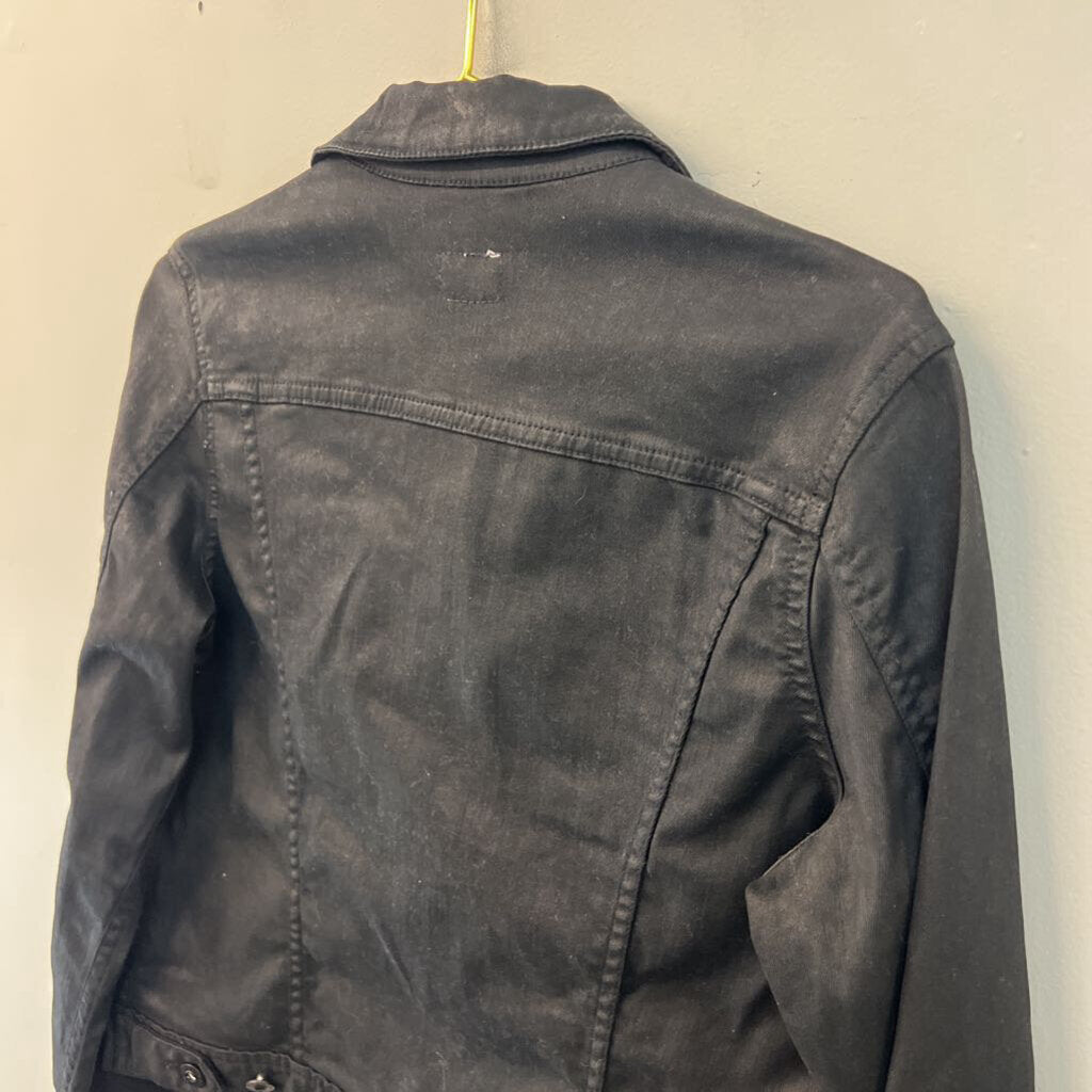 Adriano Goldschmied Black Coated Denim Jacket Medium