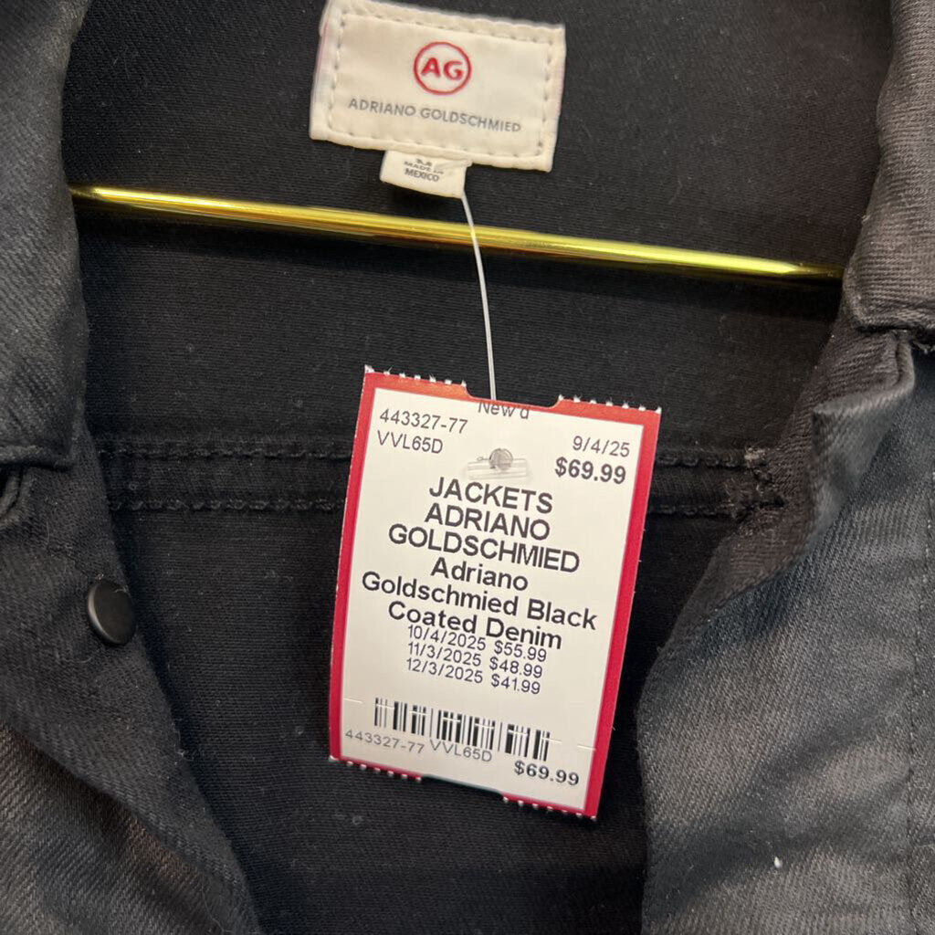 Adriano Goldschmied Black Coated Denim Jacket Medium