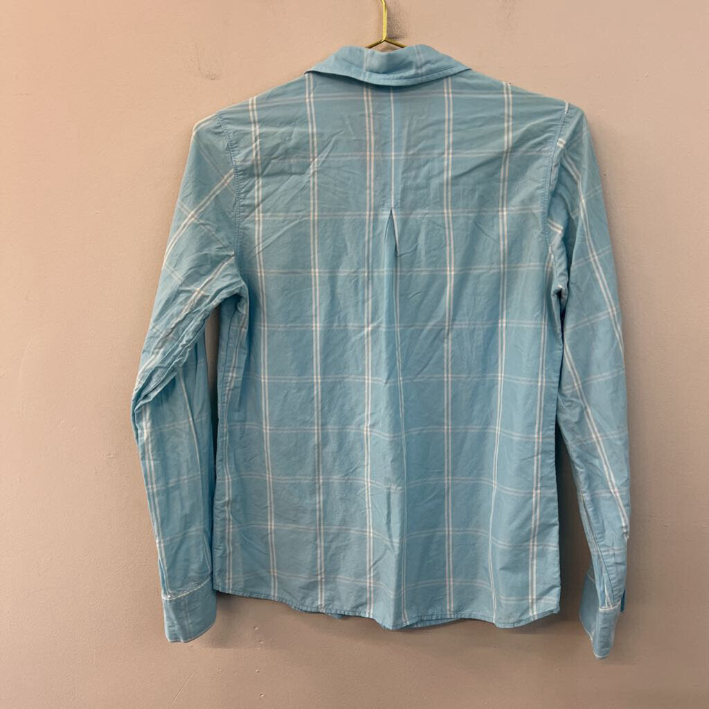 Patagonia Blue/ White Plaid Long Sleeve Button Down Top 4