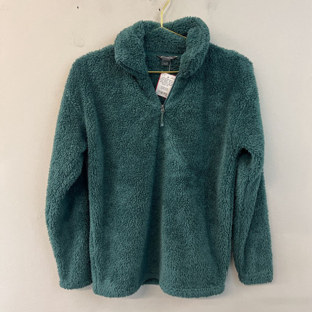 Eddie Bauer Green Fuzzy Fleece Zip Up Jacket Extra Small