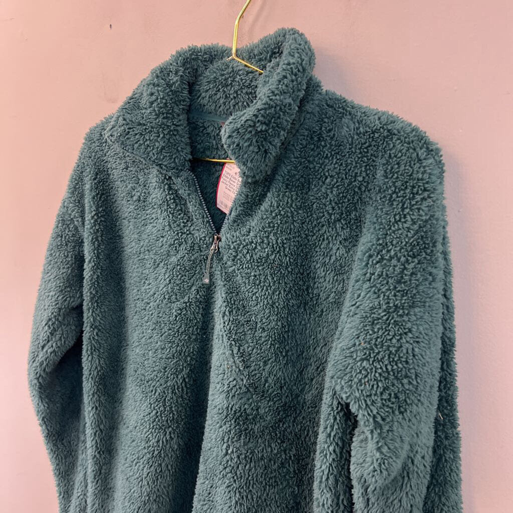 Eddie Bauer Green Fuzzy Fleece Zip Up Jacket Extra Small