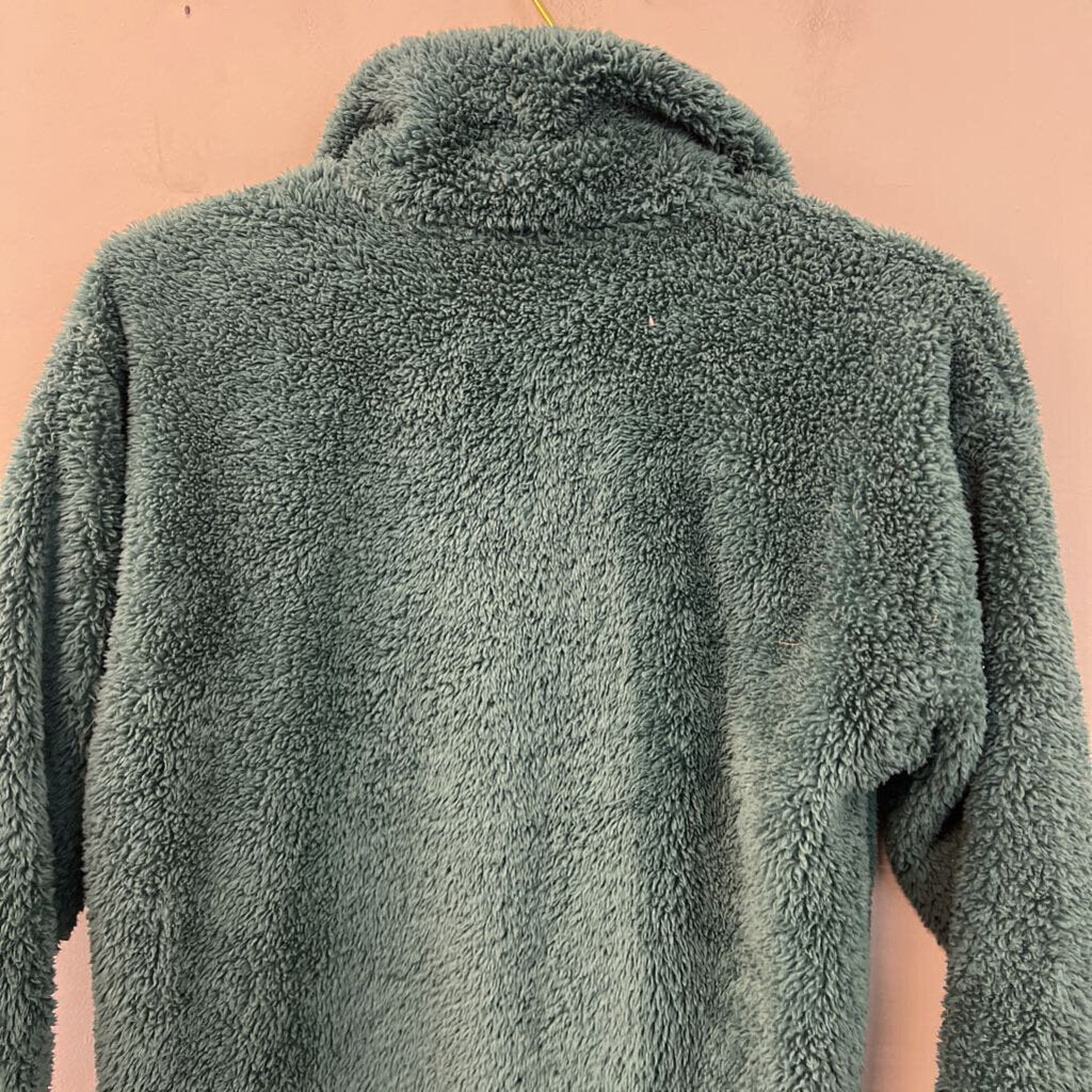 Eddie Bauer Green Fuzzy Fleece Zip Up Jacket Extra Small