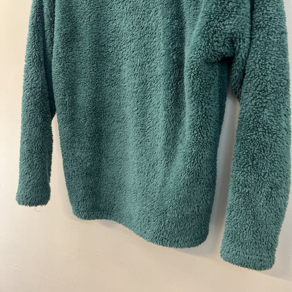 Eddie Bauer Green Fuzzy Fleece Zip Up Jacket Extra Small