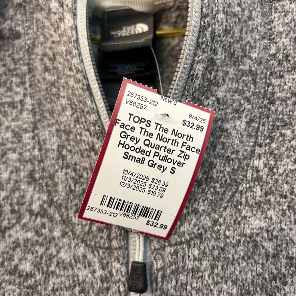 The North Face Grey Quarter Zip Hooded Pullover Small