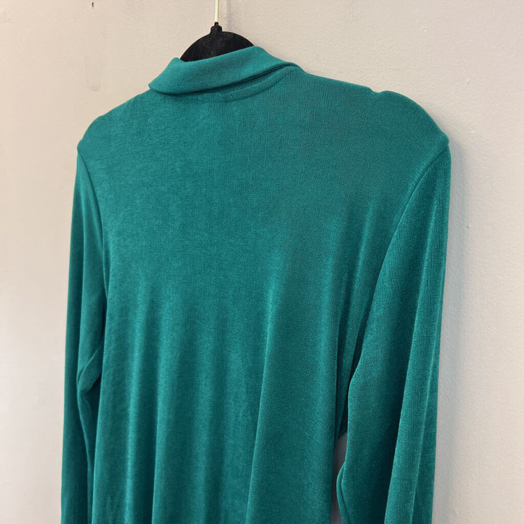 Green Stretchy Long Sleeve Tie Waist Dress Large