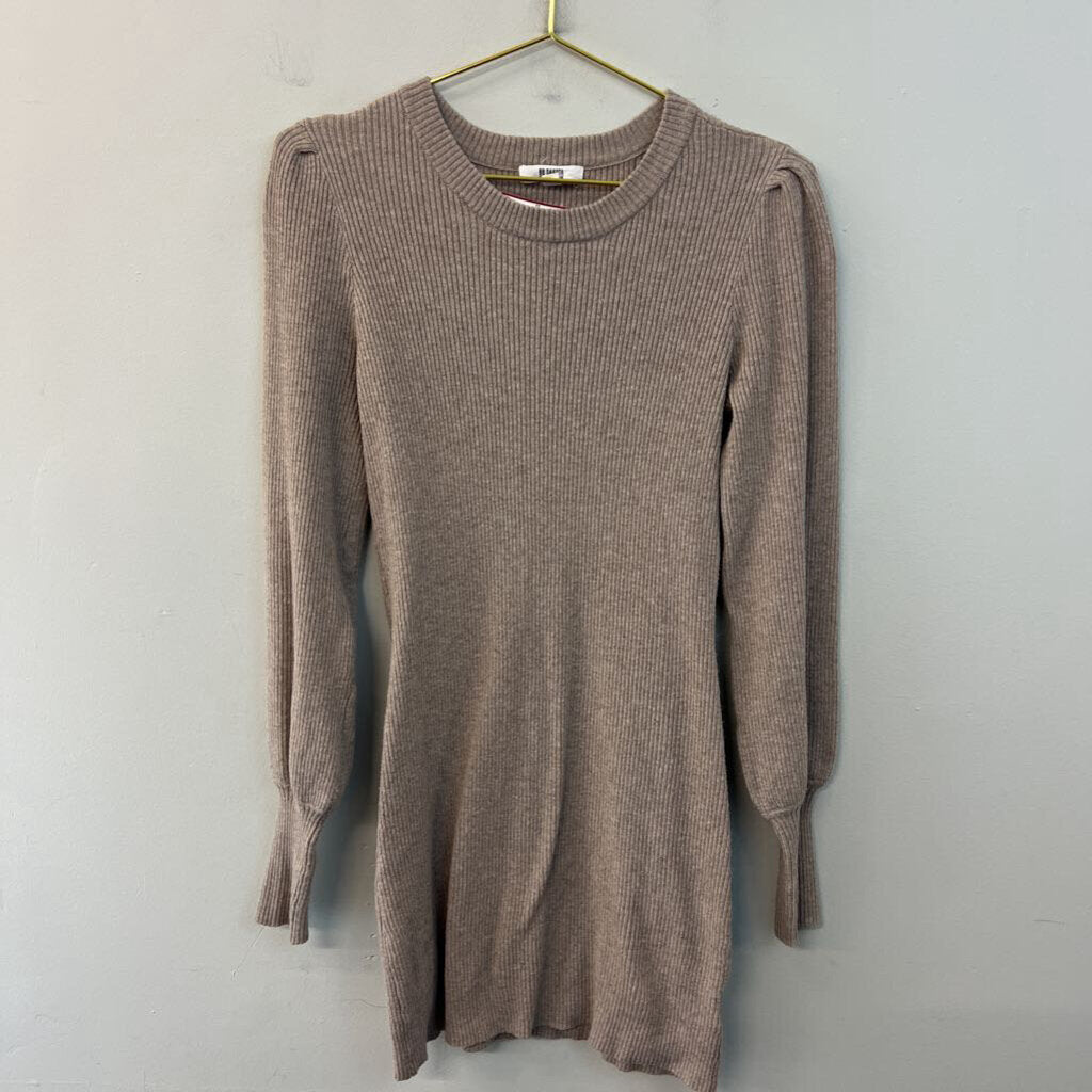 BB Dakota Beige Knit Long Sleeve Sweater Dress Small