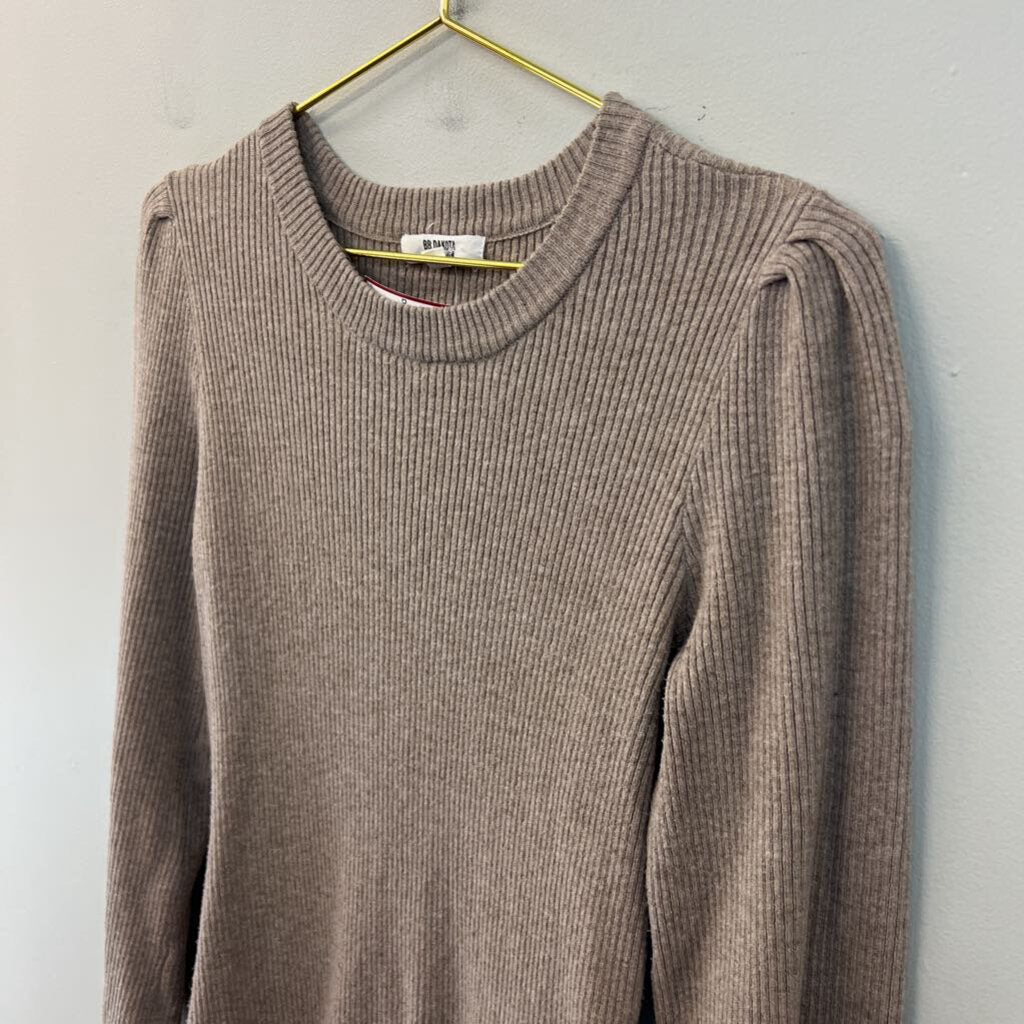 BB Dakota Beige Knit Long Sleeve Sweater Dress Small