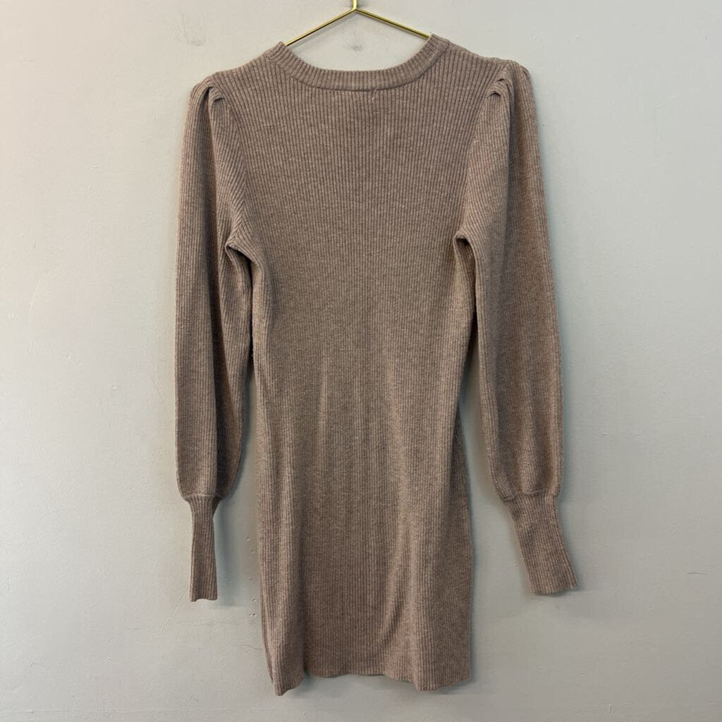 BB Dakota Beige Knit Long Sleeve Sweater Dress Small