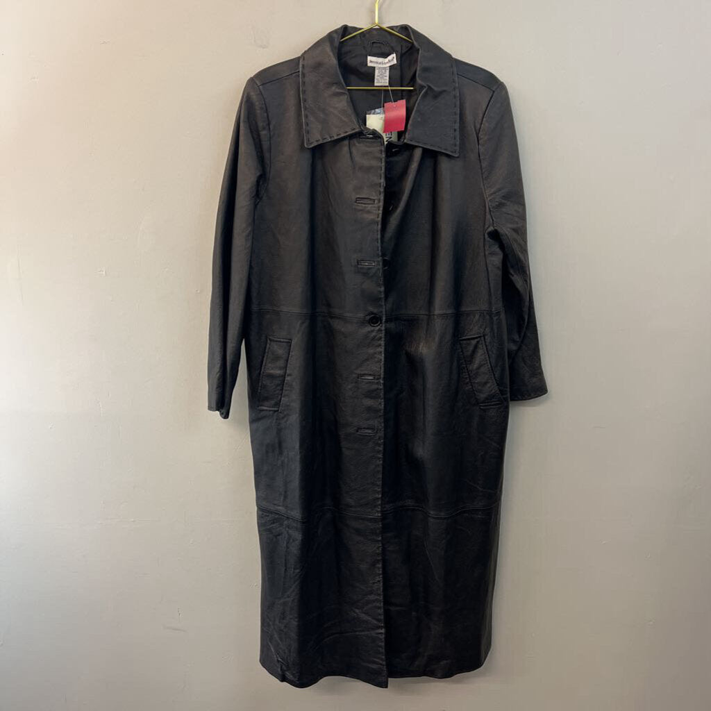 Jessica London Black Leather Long Jacket 18