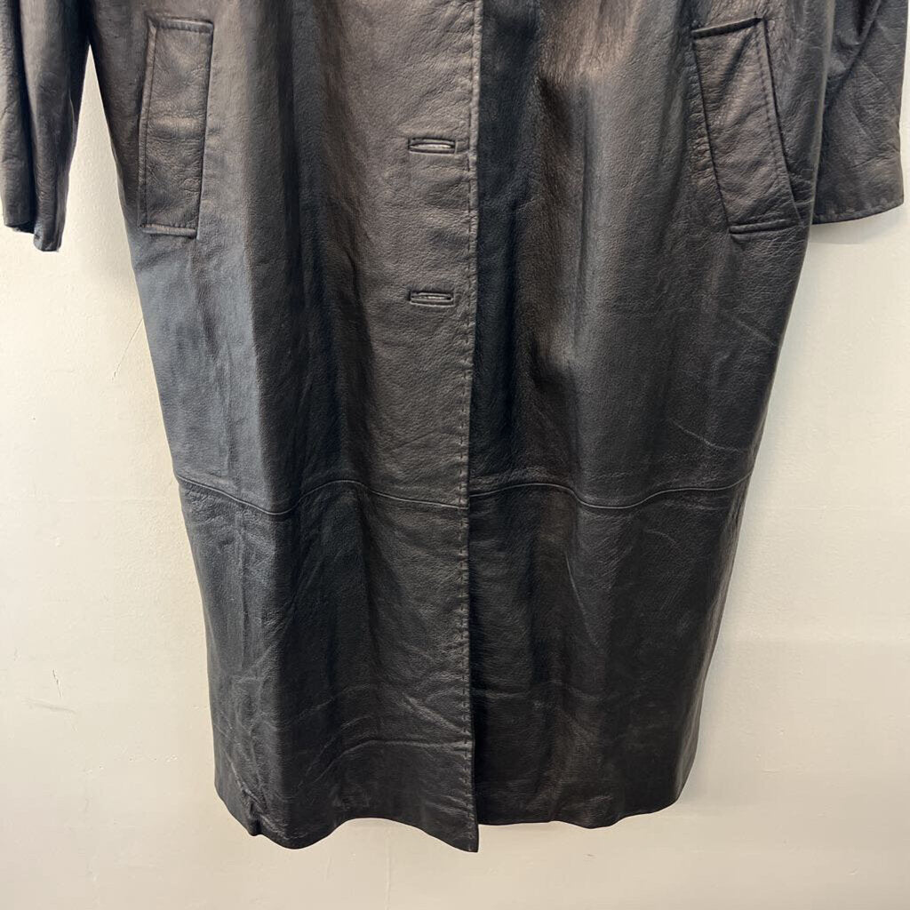 Jessica London Black Leather Long Jacket 18