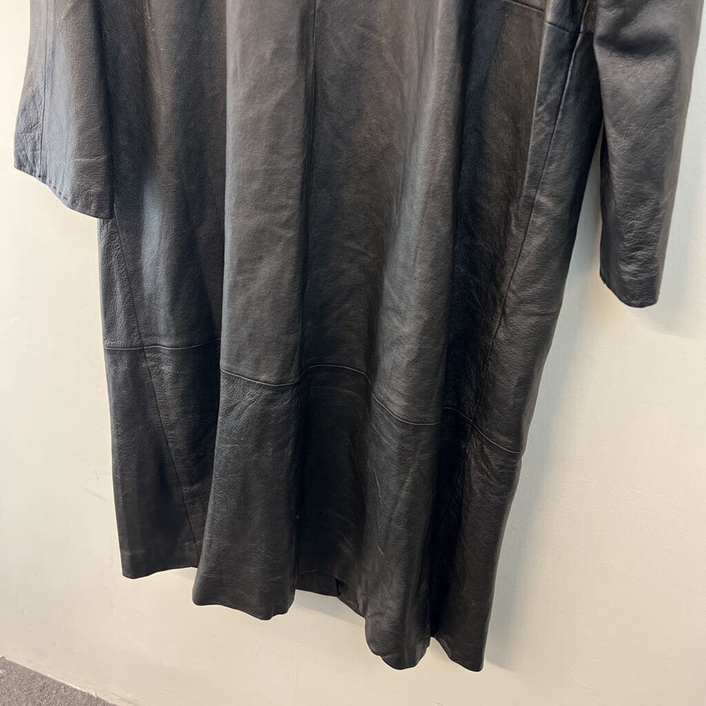 Jessica London Black Leather Long Jacket 18