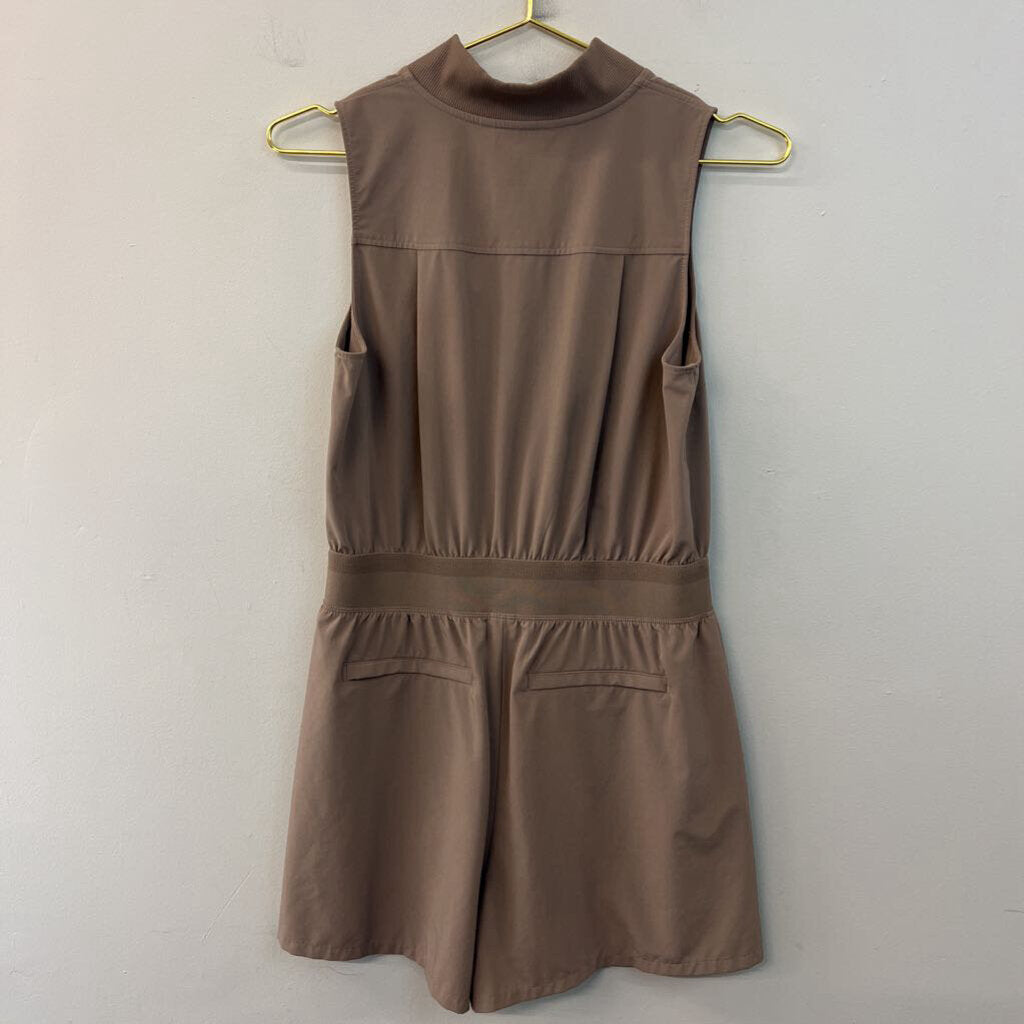 Athleta Brown Sleeveless Half Zip Romper 6