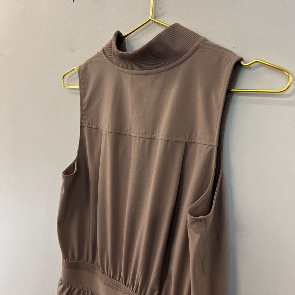Athleta Brown Sleeveless Half Zip Romper 6