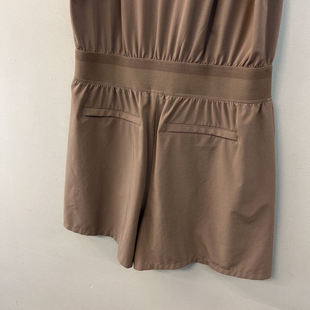 Athleta Brown Sleeveless Half Zip Romper 6