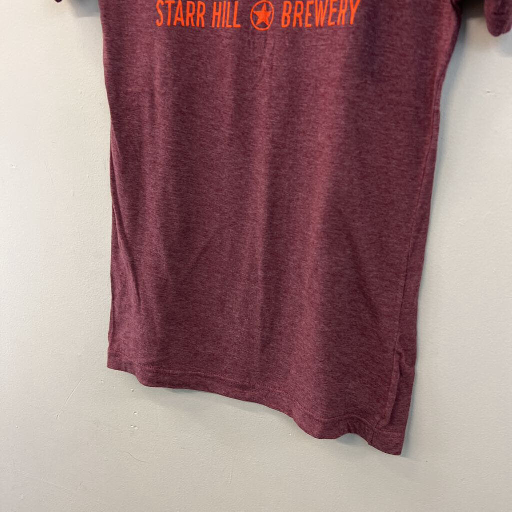 Burgundy/ Orange Star Hill Brewery Short Sleeve Graphic Tee Small