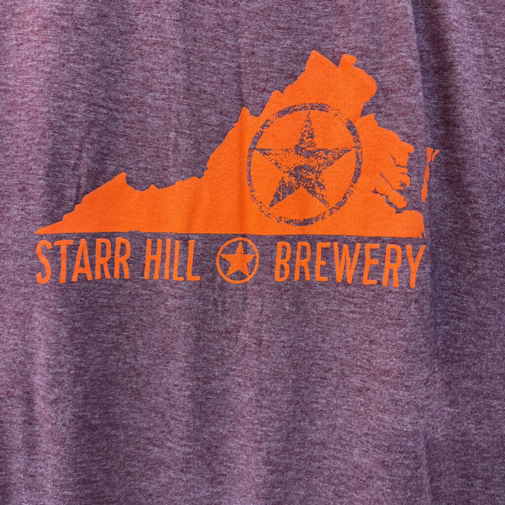 Burgundy/ Orange Star Hill Brewery Short Sleeve Graphic Tee Small