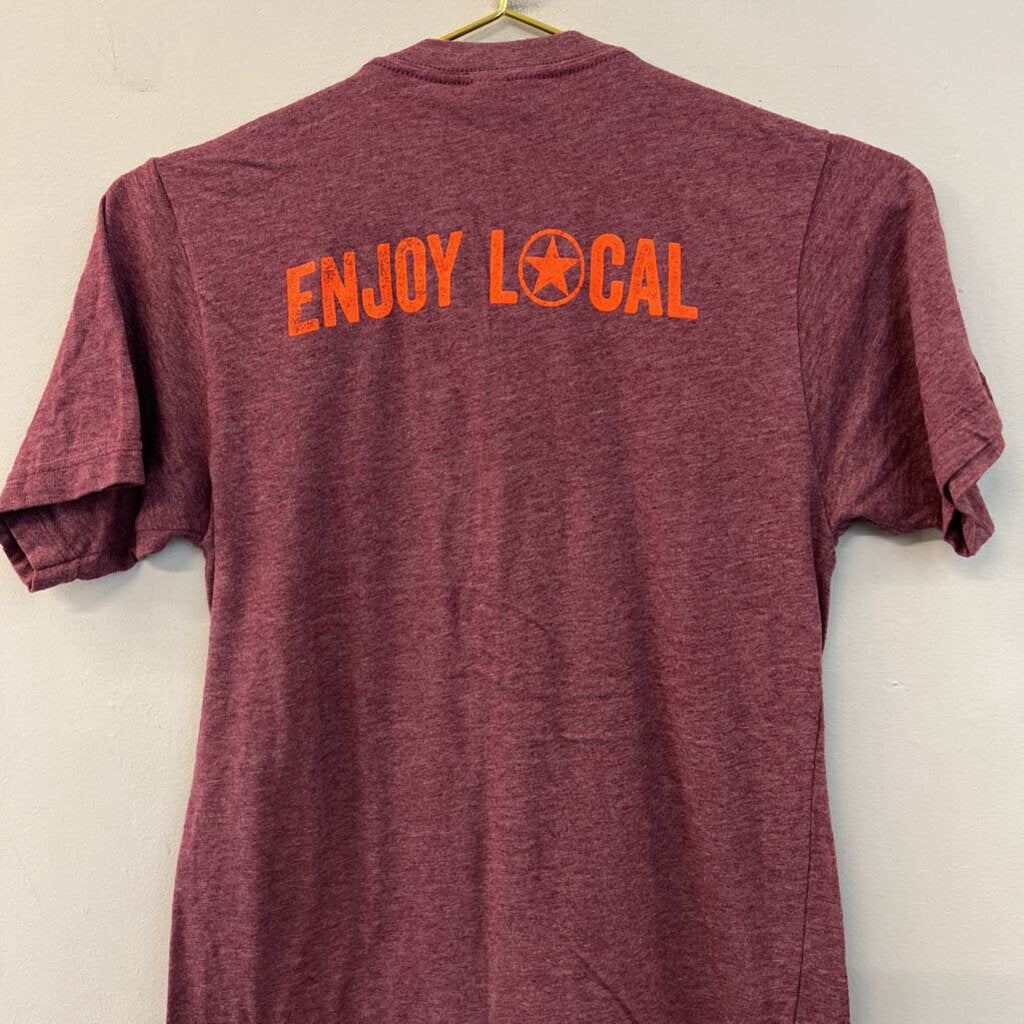 Burgundy/ Orange Star Hill Brewery Short Sleeve Graphic Tee Small