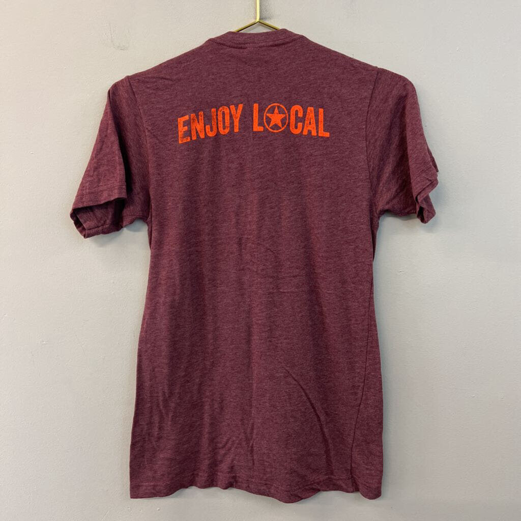 Burgundy/ Orange Star Hill Brewery Short Sleeve Graphic Tee Small