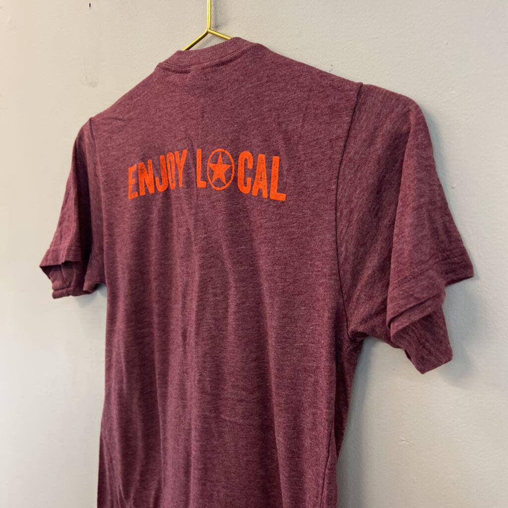 Burgundy/ Orange Star Hill Brewery Short Sleeve Graphic Tee Small