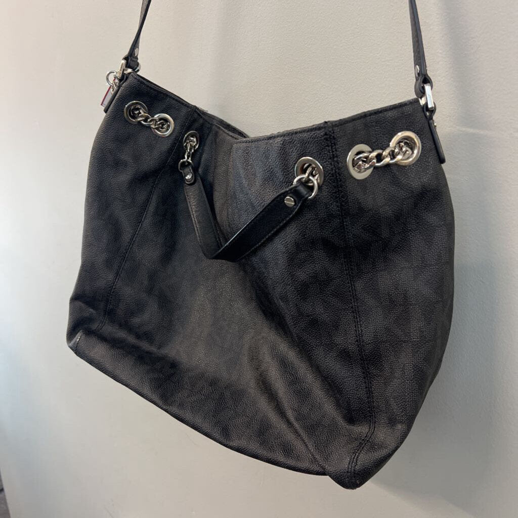 Michael Kors Black Leather Logo Print Purse