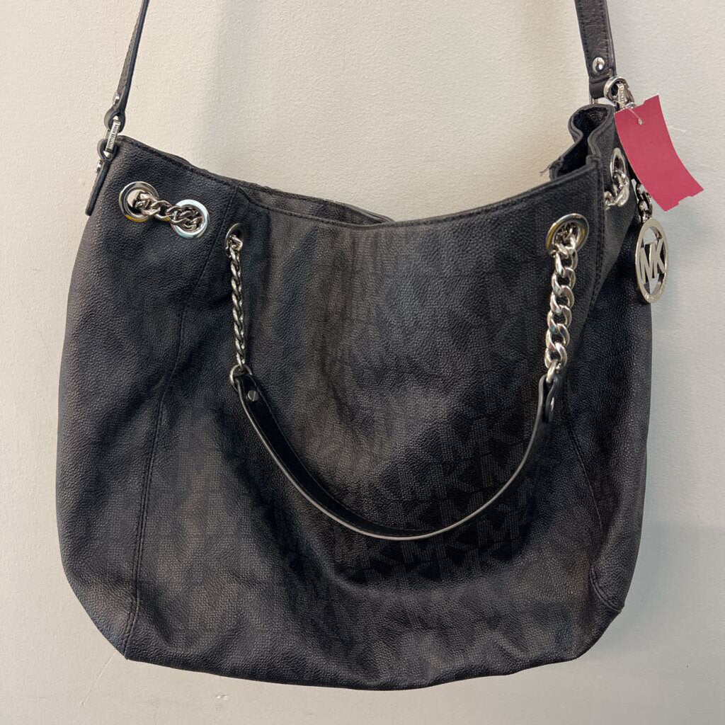 Michael Kors Black Leather Logo Print Purse