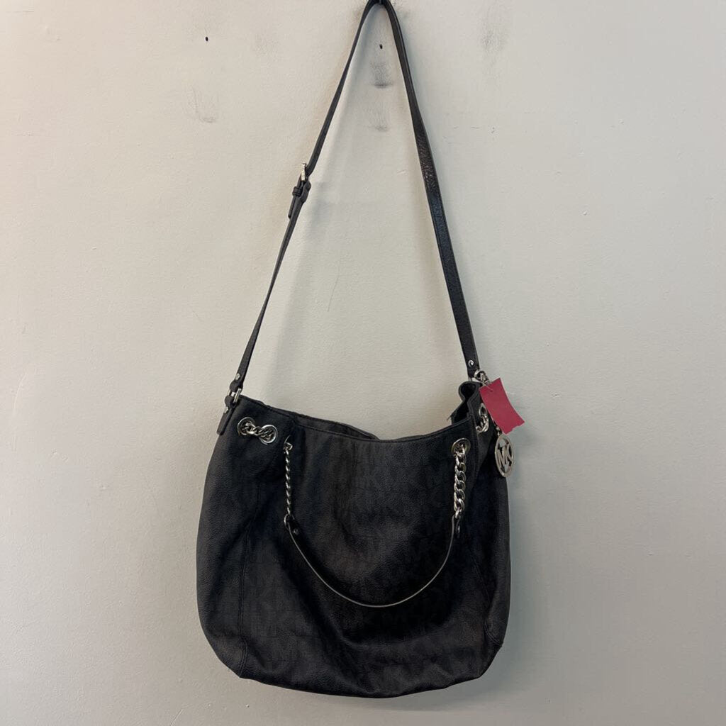 Michael Kors Black Leather Logo Print Purse