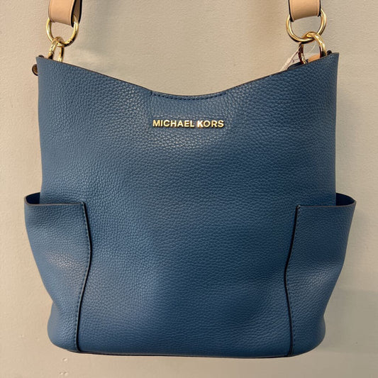 Michael Kors Blue/ Beige Leather Bedford Bucket Purse
