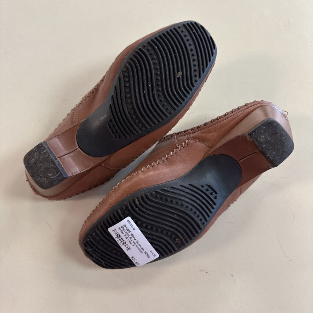 White Mountain Brown Leather Mules 7