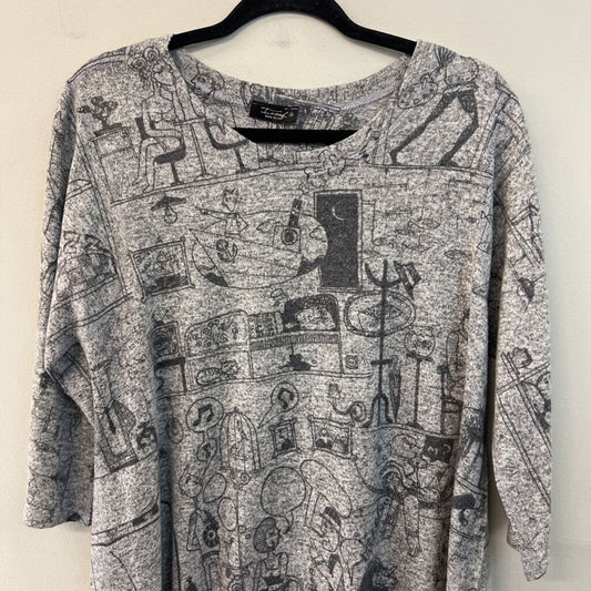 Insah Grey Cartoon Print Sweater Top Medium