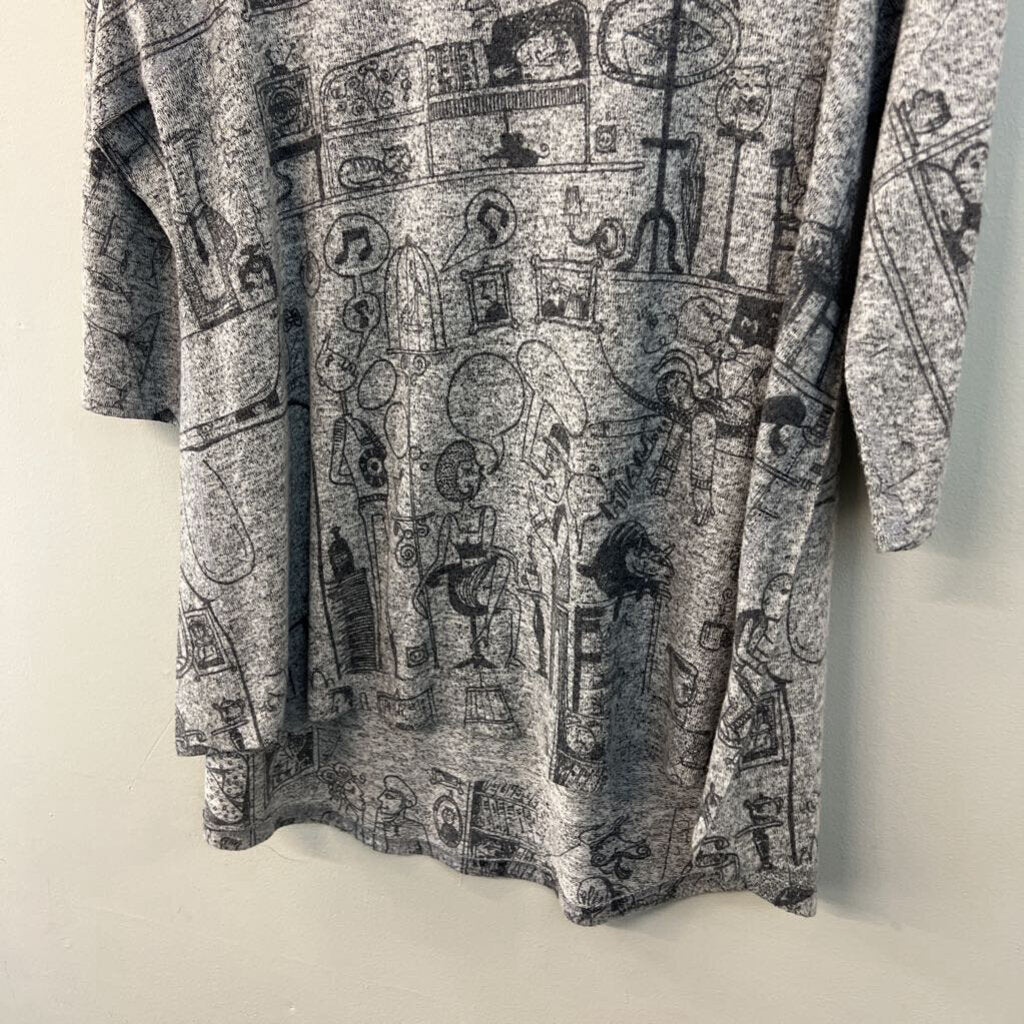 Insah Grey Cartoon Print Sweater Top Medium