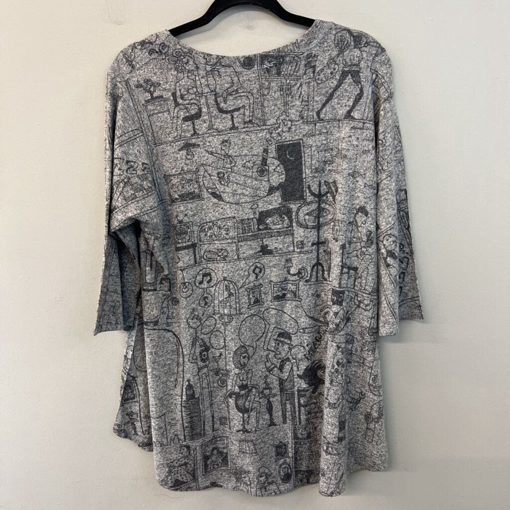 Insah Grey Cartoon Print Sweater Top Medium